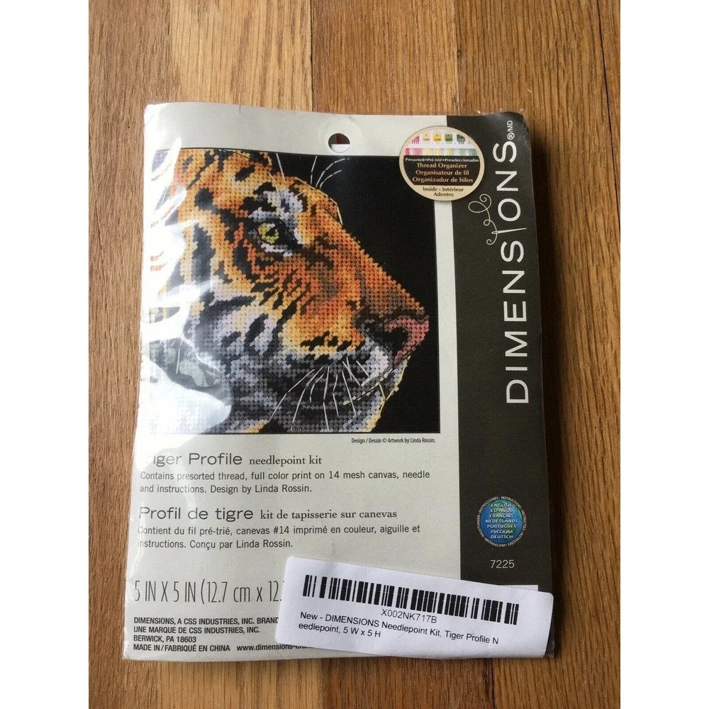 Needlepoint Kit - Tiger Profile in Black and Orange